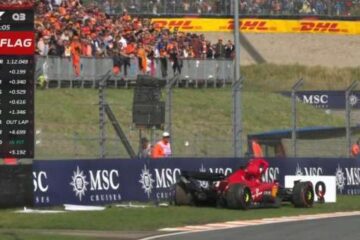 F1, Pole di Verstappen in Olanda. Ferrari di Leclerc a muro